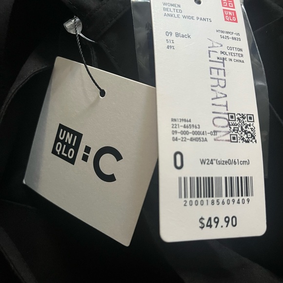 NWT Uniqlo C Belted Ankle Wide Pants - Picture 5 of 6